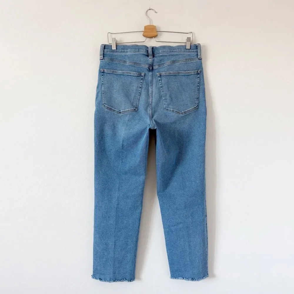 J. CREW Stovepipe Jeans Straight High Waist Blue Signature Stretch + Denim Sz 32